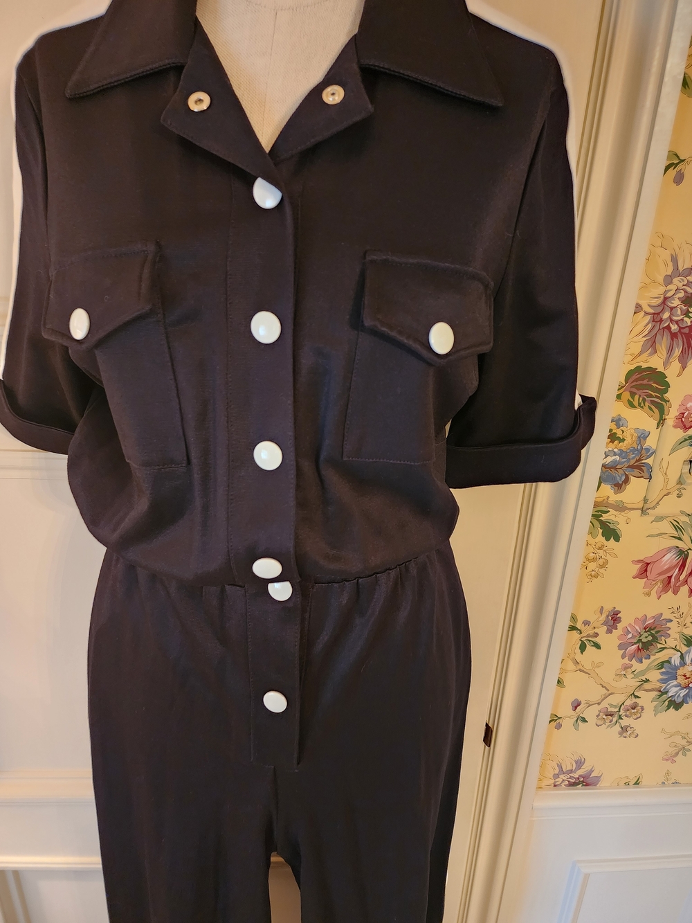 Black & White Button-Front Jumpsuit